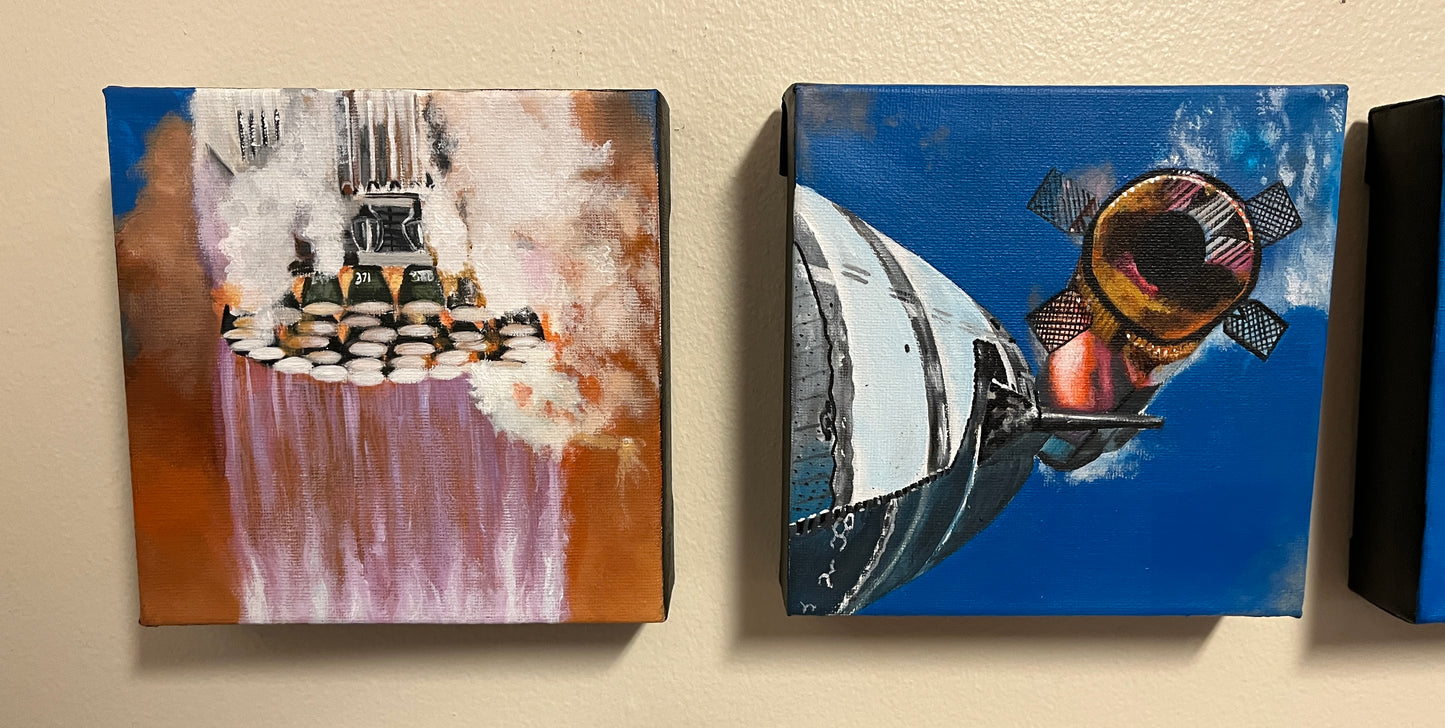 (4 piece set) 6x6 inches “Launch Sequence”