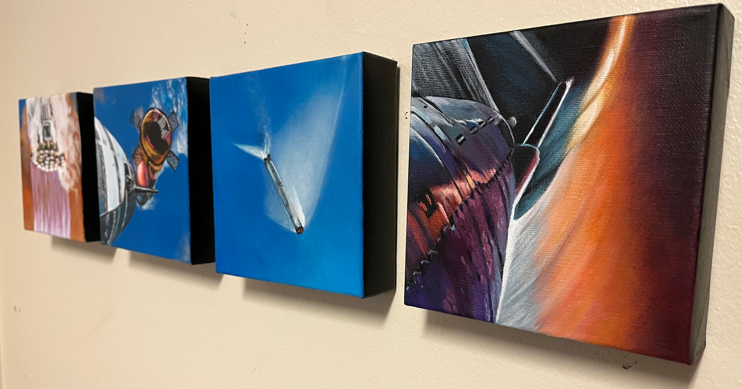 (4 piece set) 6x6 inches “Launch Sequence”