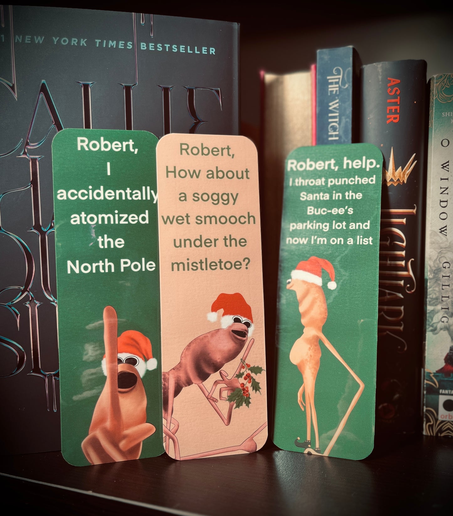 Marcus the Worm Christmas 2.5x7 inch bookmark (Double Sided)