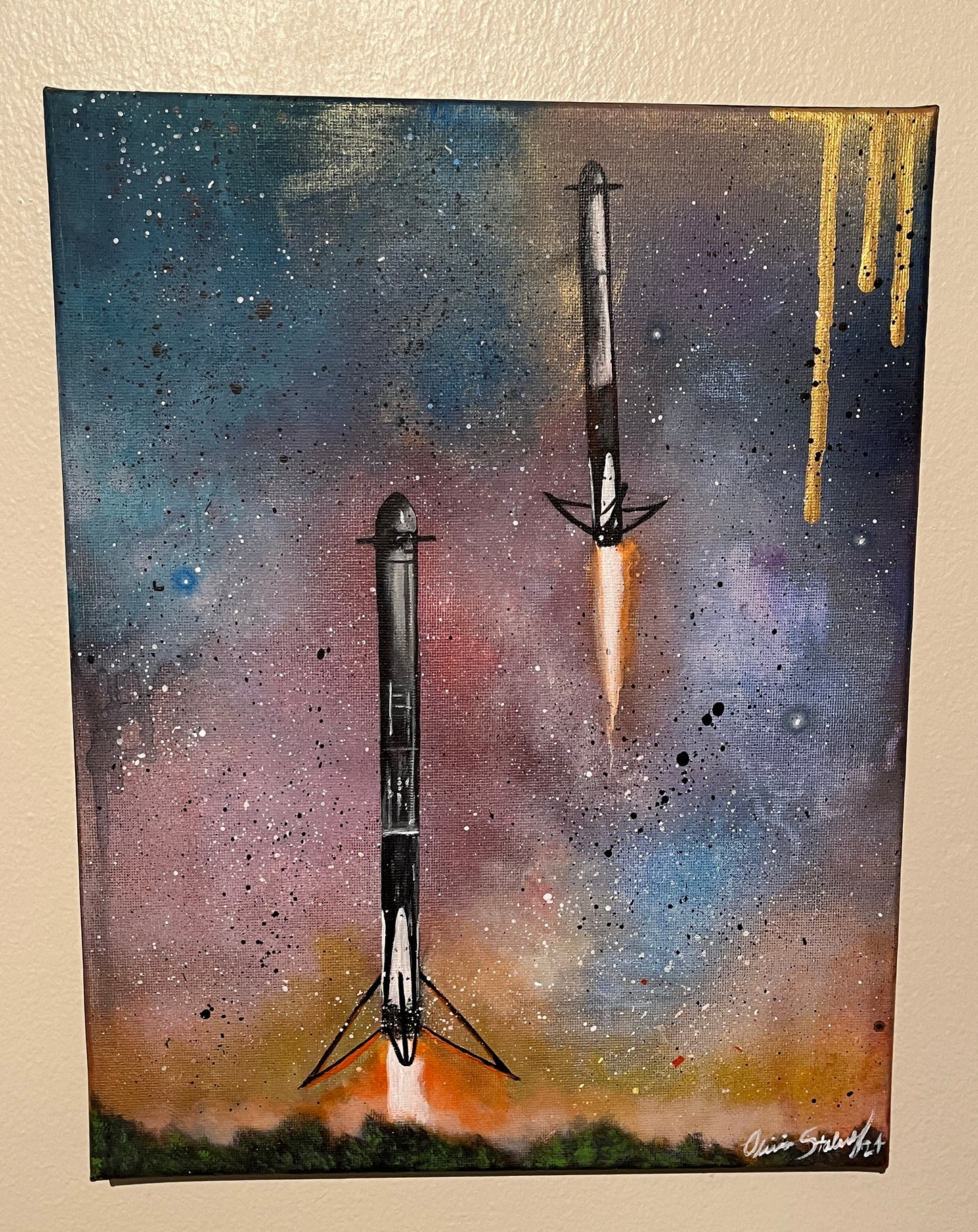 Falcon Heavy Booster landing 11x14 inches