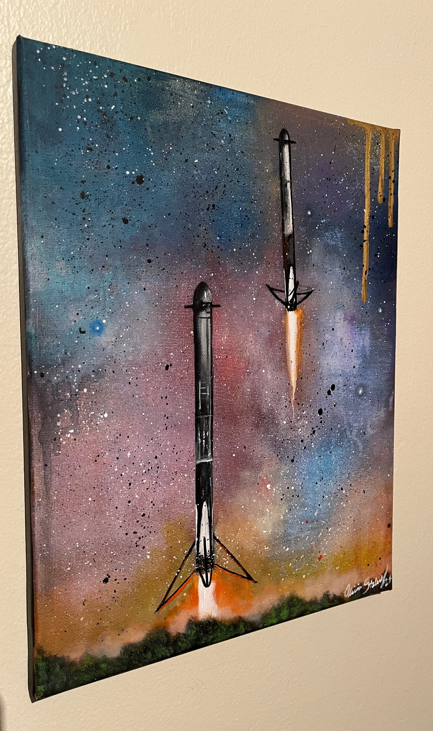 Falcon Heavy Booster landing 11x14 inches