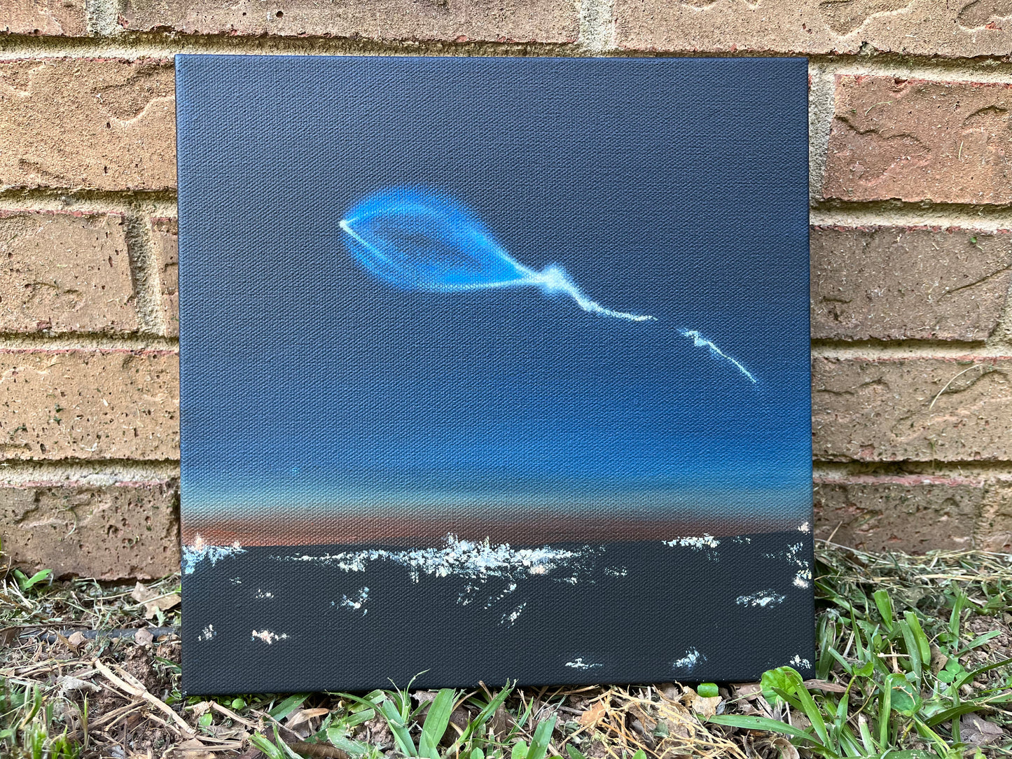 10x10inch Falcon9 Twilight Effect GLOW IN THE DARK acrylic painting