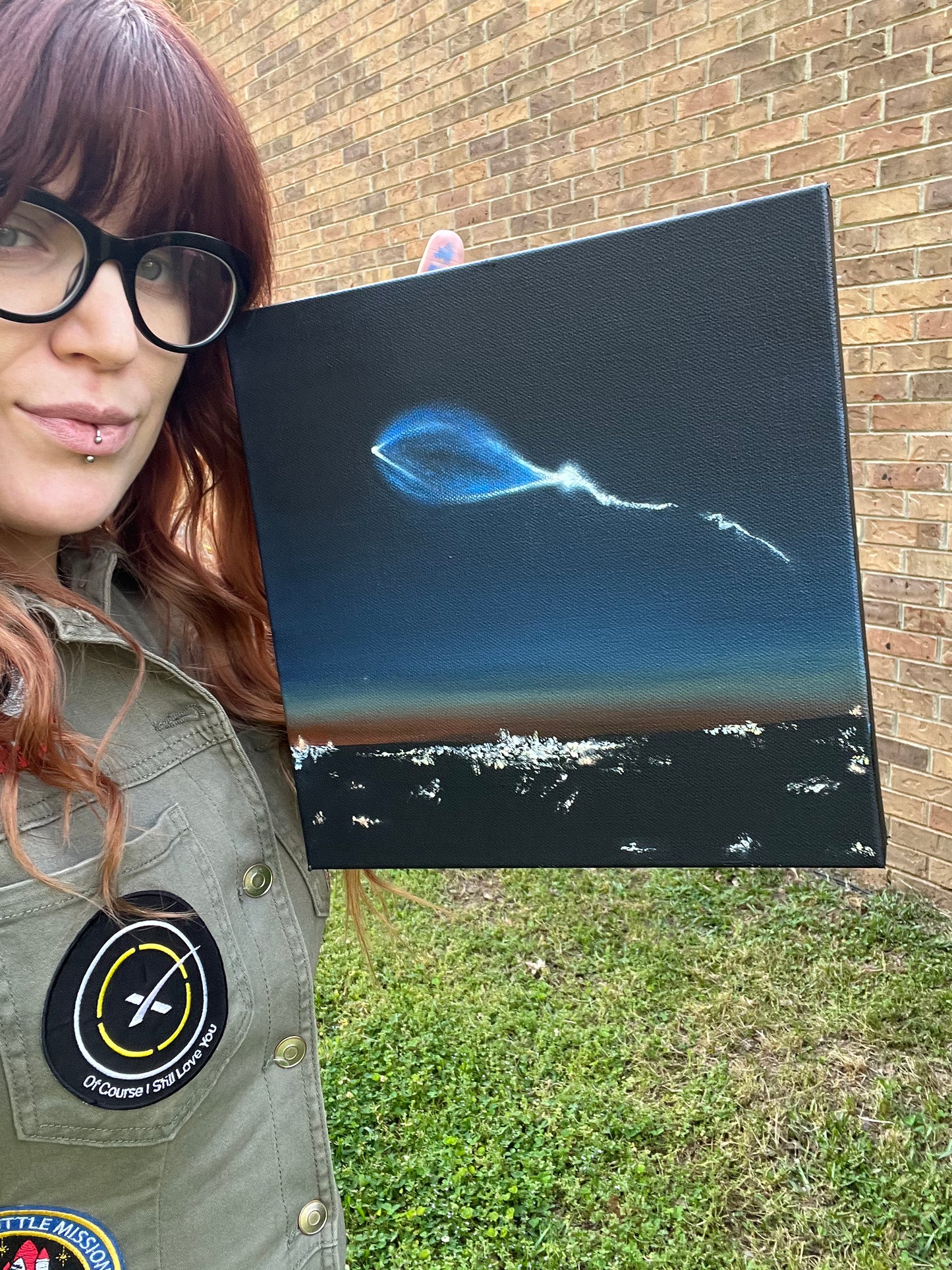 10x10inch Falcon9 Twilight Effect GLOW IN THE DARK acrylic painting