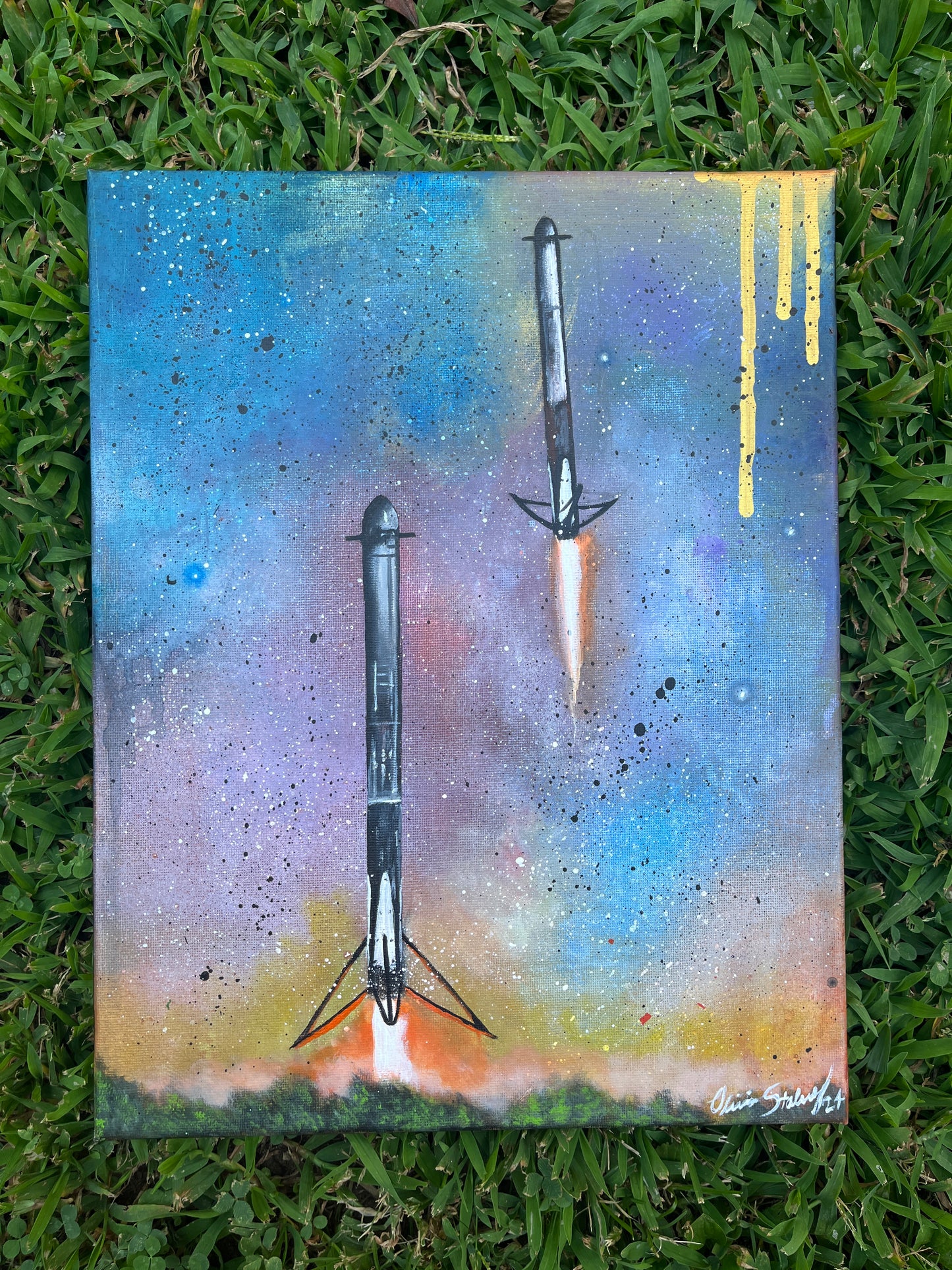 Falcon Heavy Booster landing 11x14 inches